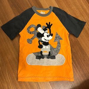 Custom made boys steamboat willie appliqué top sz 6/7